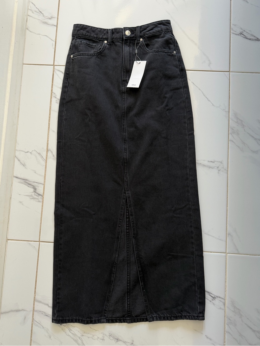 Mango Black Straight Maxi skirt